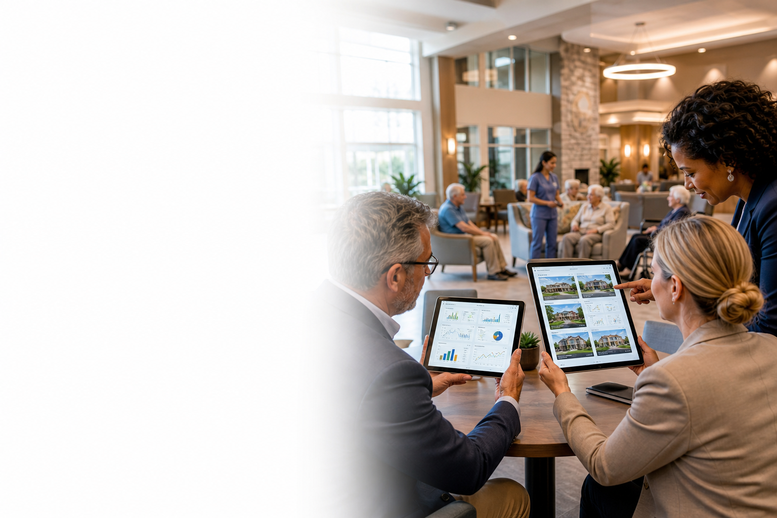 Multi-campus senior care operations dashboard overview